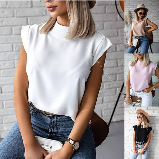 Jessie – Zomerse Blouse met Opstaande Kraag en Print