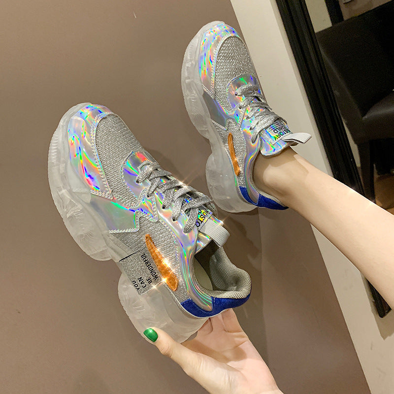Ruby – Transparante Dames-Sneaker met Platform en Holografisch Effect