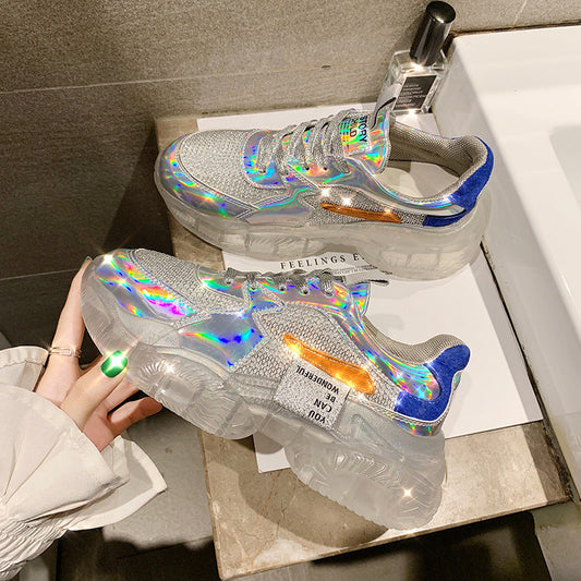 Ruby – Transparante Dames-Sneaker met Platform en Holografisch Effect