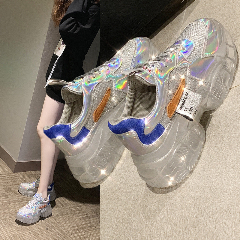 Ruby – Transparante Dames-Sneaker met Platform en Holografisch Effect