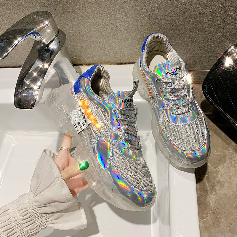 Ruby – Transparante Dames-Sneaker met Platform en Holografisch Effect