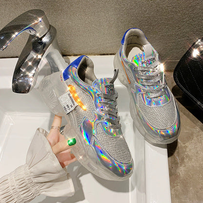 Ruby – Transparante Dames-Sneaker met Platform en Holografisch Effect