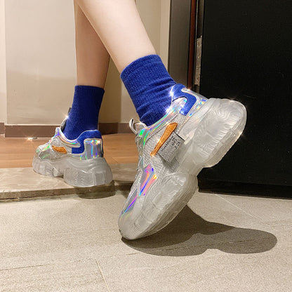 Ruby – Transparante Dames-Sneaker met Platform en Holografisch Effect