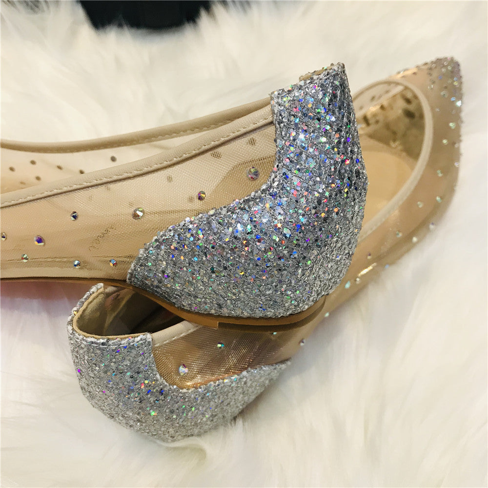 Kate – Transparante Damesschoenen met Strass en Kant