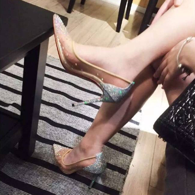Kate – Transparante Damesschoenen met Strass en Kant