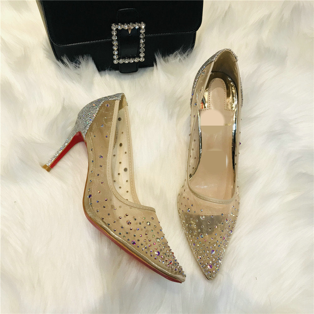 Kate – Transparante Damesschoenen met Strass en Kant