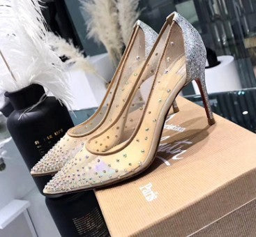 Kate – Transparante Damesschoenen met Strass en Kant