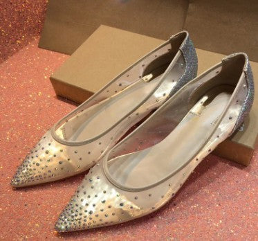 Kate – Transparante Damesschoenen met Strass en Kant