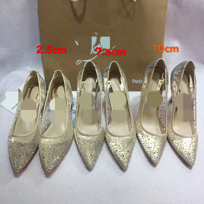 Kate – Transparante Damesschoenen met Strass en Kant