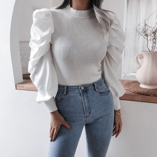 Kimberley – Gebreide Top met Pofmouwen