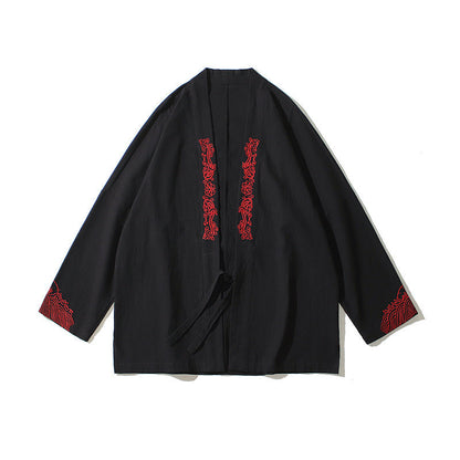 Jude – Geborduurde Heren Kimono-Cardigan met Klassieke Haori-Stijl