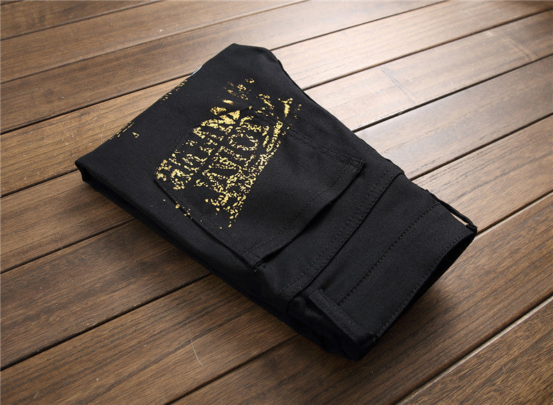Bradley – Slim Fit Jeans met Graffiti-Print voor Mannen
