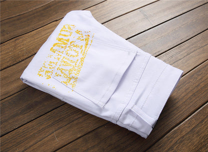 Bradley – Slim Fit Jeans met Graffiti-Print voor Mannen
