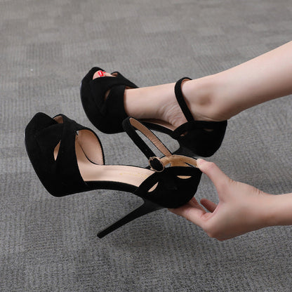 Julia – Stiletto Hoge Hakken met Open Neus en Plateauzool