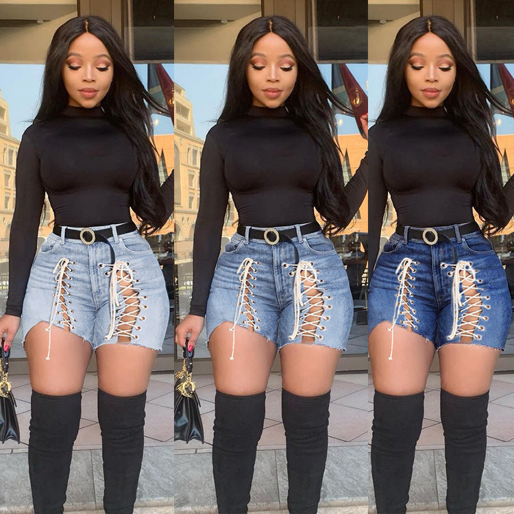 Neil – Denim Shorts met Veters