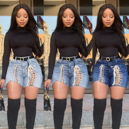 Neil – Denim Shorts met Veters