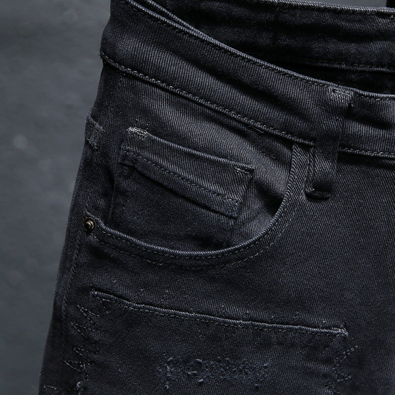 Barry – Nieuwe Herenjeans in Zuiver Zwart met Scheuren en Stretch