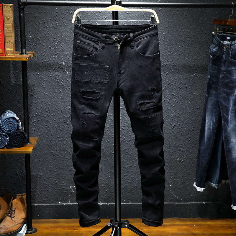 Barry – Nieuwe Herenjeans in Zuiver Zwart met Scheuren en Stretch