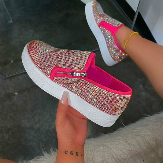 Amanda – Grote Maat Strass Platte Vrijetijdsschoenen