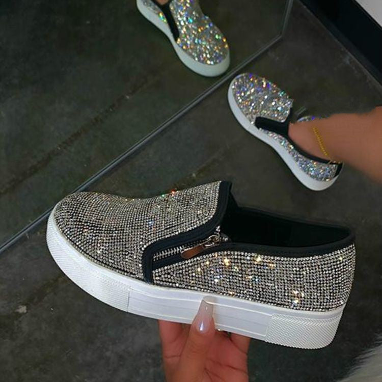 Amanda – Grote Maat Strass Platte Vrijetijdsschoenen