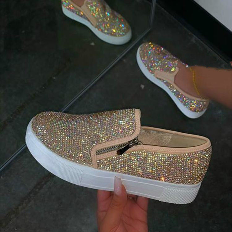 Amanda – Grote Maat Strass Platte Vrijetijdsschoenen