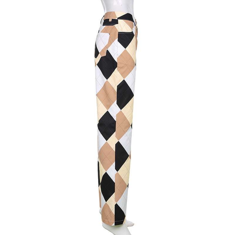 Andrea – Vintage Cargo-Broek met Ruitpatroon voor Dames