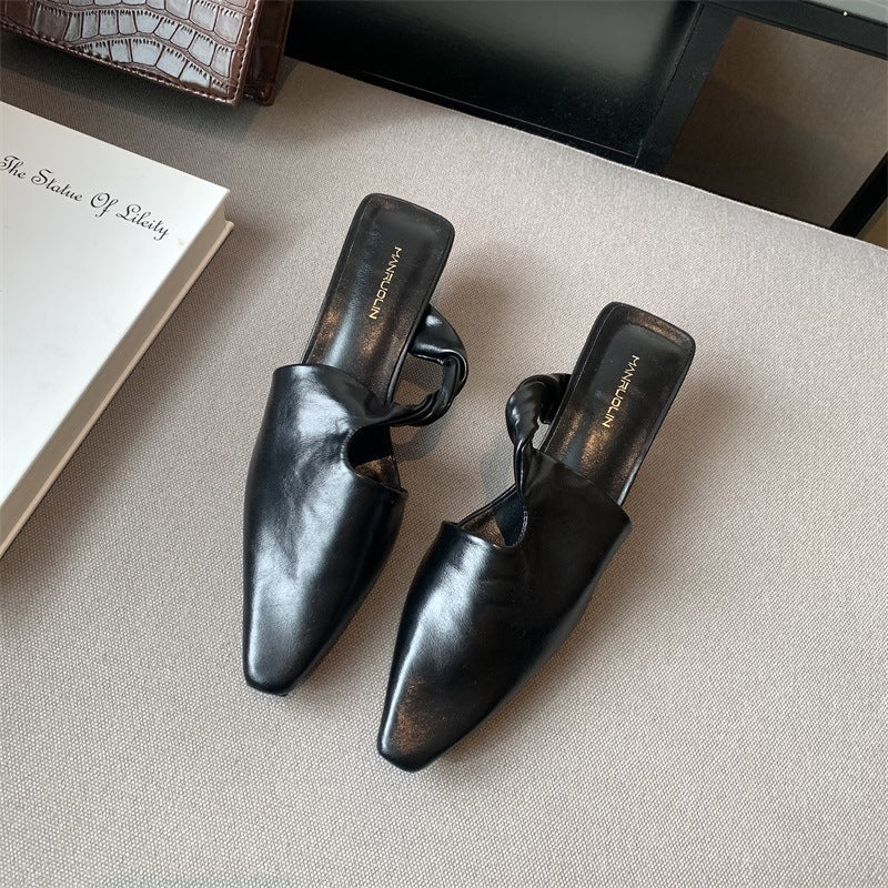 Gillian – Stijlvolle Puntige Dames Slip-On Mules Middenhak