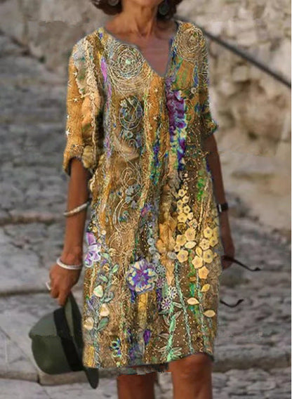 Wendy – Florale Tuniek met V-Hals en A-Lijn