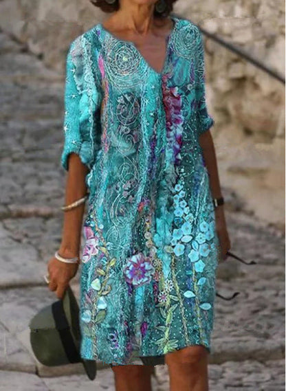 Wendy – Florale Tuniek met V-Hals en A-Lijn