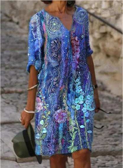 Wendy – Florale Tuniek met V-Hals en A-Lijn