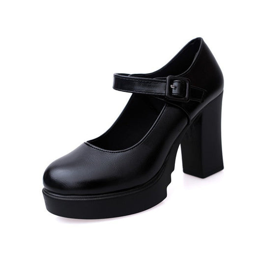 Emily – Hoogwaardige Dames Pumps met Enkelbandje en Blokhak