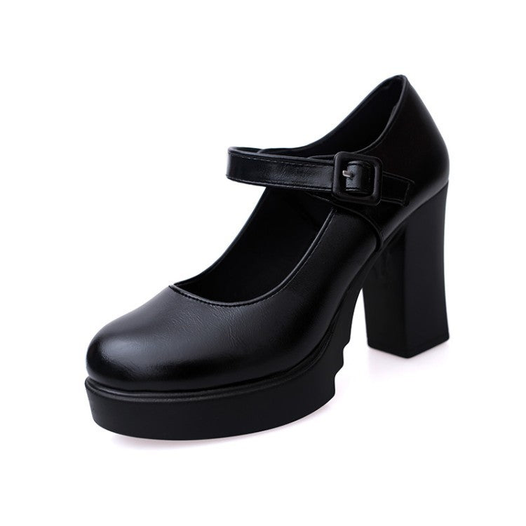 Emily – Hoogwaardige Dames Pumps met Enkelbandje en Blokhak