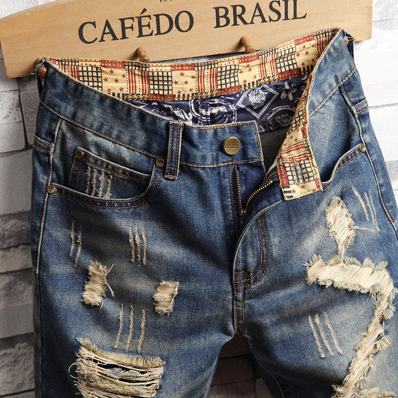 Gareth – Trendy Grote Gat Jeans Shorts voor Heren