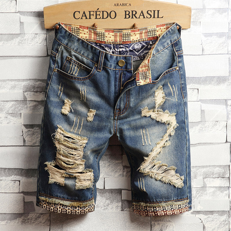 Gareth – Trendy Grote Gat Jeans Shorts voor Heren
