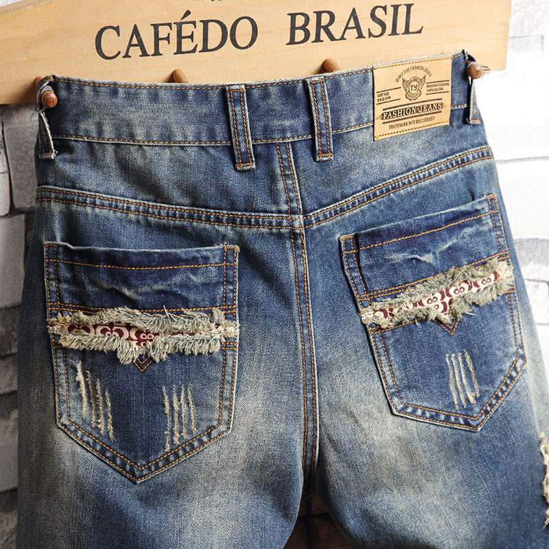 Gareth – Trendy Grote Gat Jeans Shorts voor Heren
