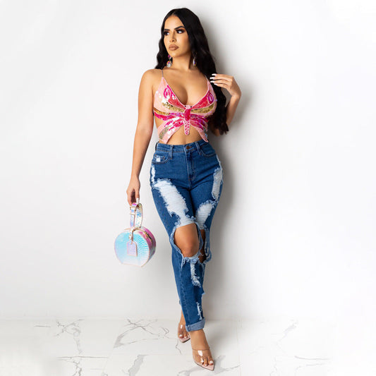 Jennifer – Vintage Dames Crop Top met Bandage-Design