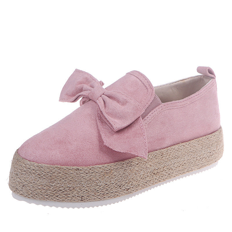 Anne – Flache Espadrilles met Strik van premium vegan suède en Henneptouw