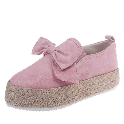 Anne – Flache Espadrilles met Strik van premium vegan suède en Henneptouw