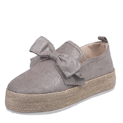 Anne – Flache Espadrilles met Strik van premium vegan suède en Henneptouw