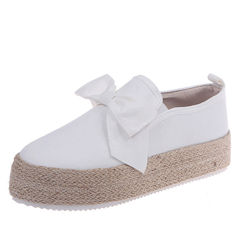 Anne – Flache Espadrilles met Strik van premium vegan suède en Henneptouw