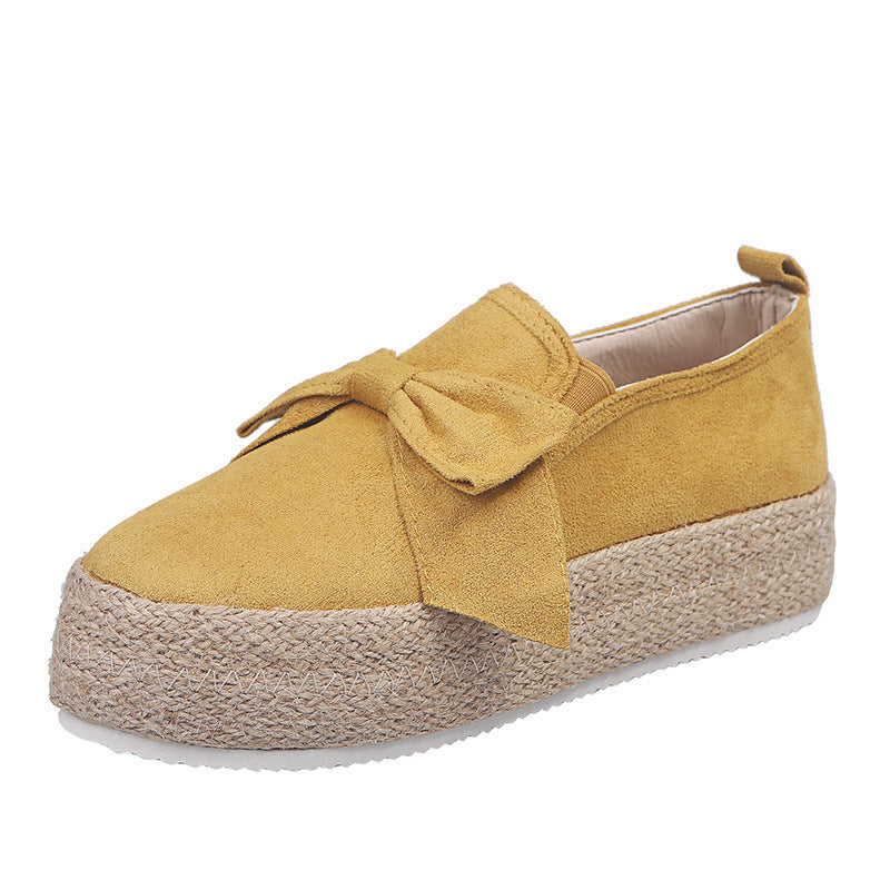 Anne – Flache Espadrilles met Strik van premium vegan suède en Henneptouw