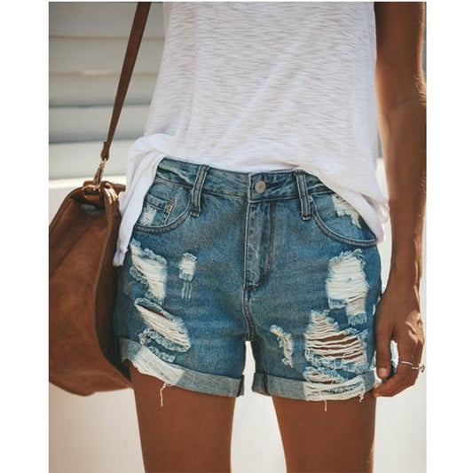 Ann – Zomerse Jeansshorts met Gescheurde Details