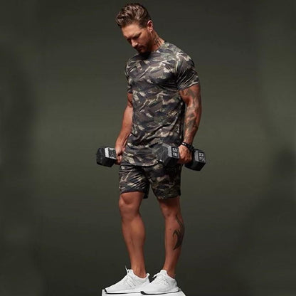 Jamie – Tweedelig Heren Korte Mouw Fitness Camouflage Sportset