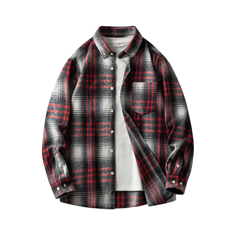 Leonard – Langem Herenoverhemd van Dikke Flanel met Ruitpatroon