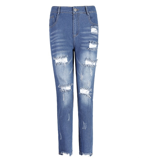 Anna – Damesjeans met doorboorde zoom en middelhoge taille