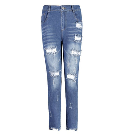 Anna – Damesjeans met doorboorde zoom en middelhoge taille