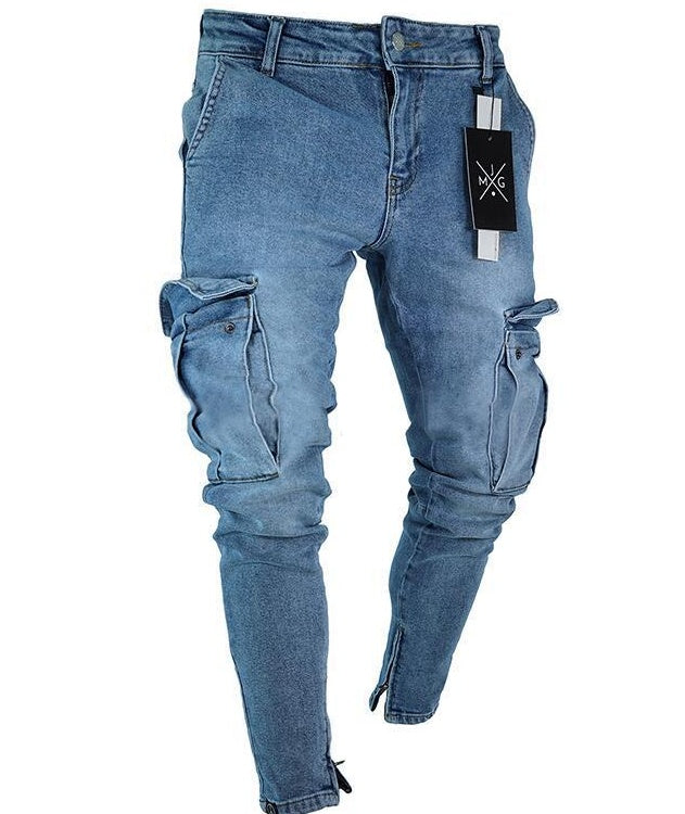 Duncan – Cargo-Jeans van Denim met Gaten voor Heren