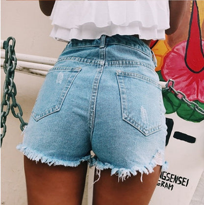 Sharon – Retro Dames-Jeans-Shorts met Rissen
