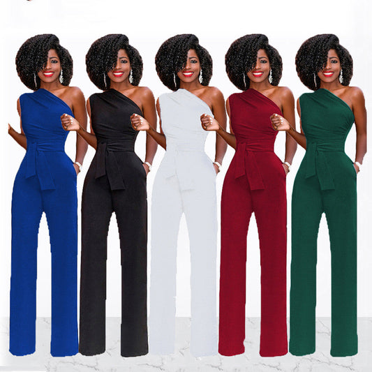 Sharon – Elegante Dames Jumpsuit met Schuine Kraag