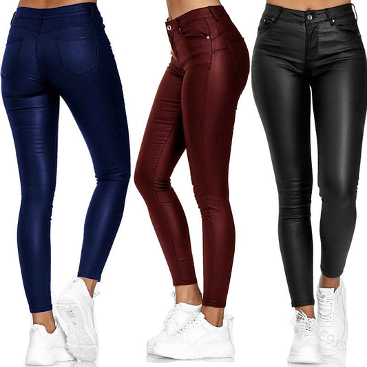 Georgina – Vegan Leren Broek in Effen Ontwerp